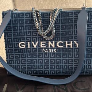 Givenchy Medium G-Tote 4G Denim Monogram Blue Chain Handle